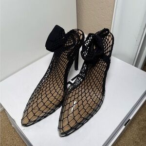 Elegant Black Mesh Women's Heels